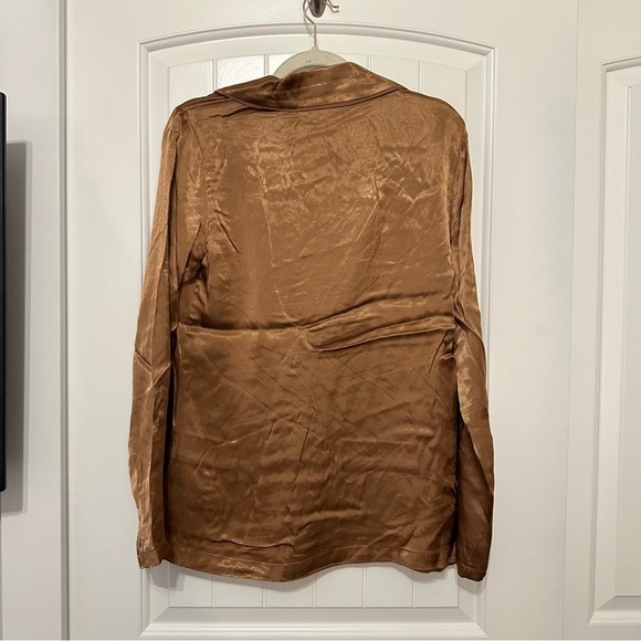 NWT Elie Tahari relaxed satin blazer jacket in walnut, size S - Picture 9 of 11